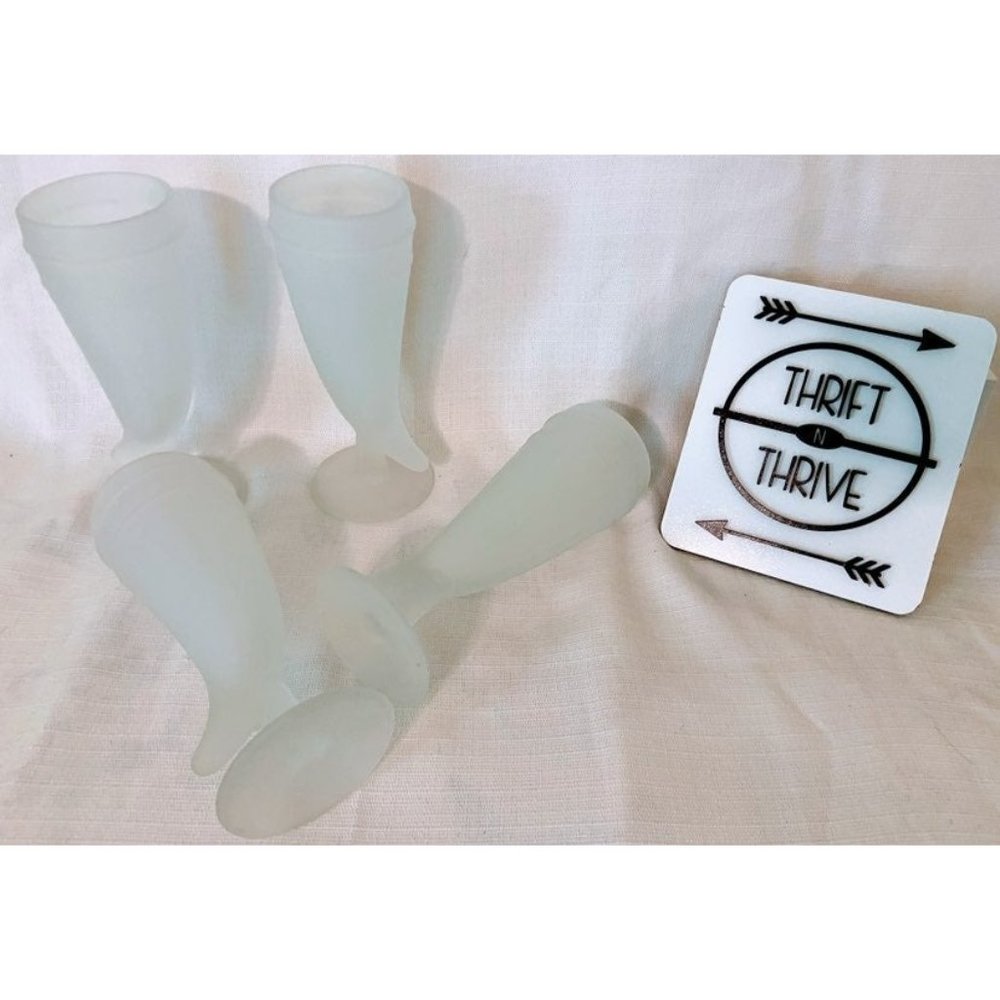 Vintage Viking horn frosted glasses 11" set of 4